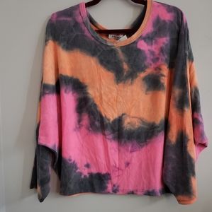 Orange & Pink Tie Dye Dolman Sleeve Top